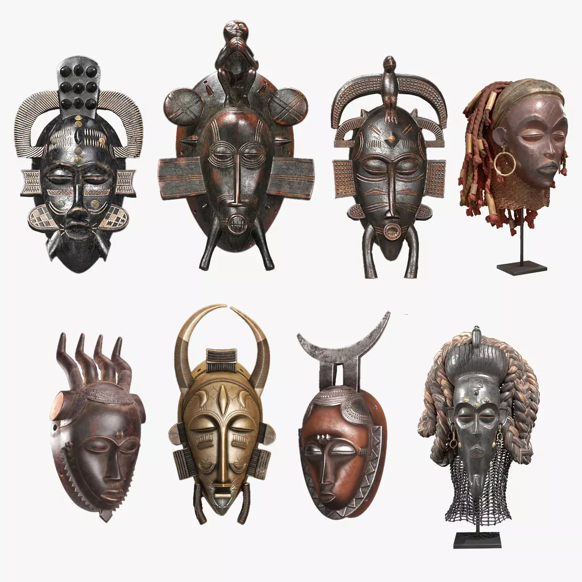 Full African Masks Collection 3D model