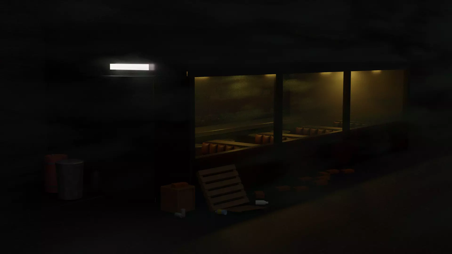 the cafe store in at night Free 3D model