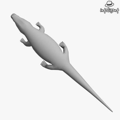 Low Poly Crocodile alligator Low-poly 3D model_3