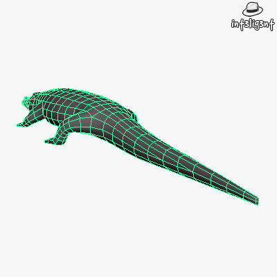 Low Poly Crocodile alligator Low-poly 3D model_6
