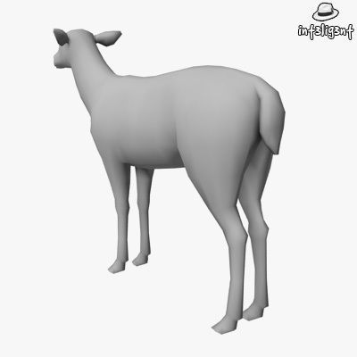Low Poly Doe deer Low-poly 3D model_2