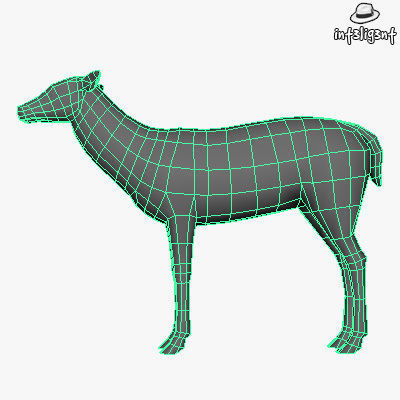 Low Poly Doe deer Low-poly 3D model_4