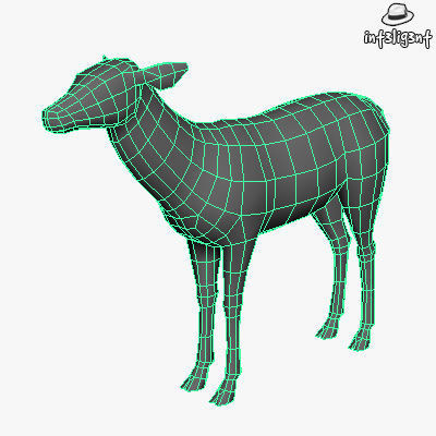 Low Poly Doe deer Low-poly 3D model_3