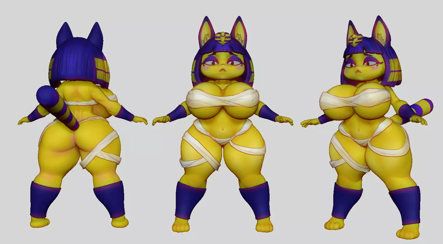Ankha egyptian cat Low-poly 3D model_0