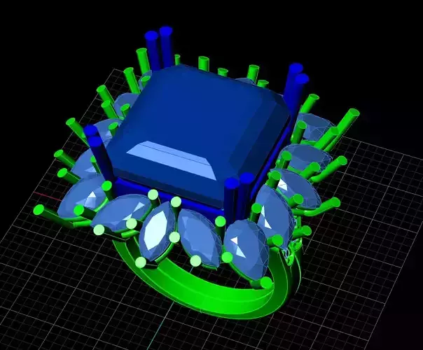 Emerald anturaj ring 3D print mode