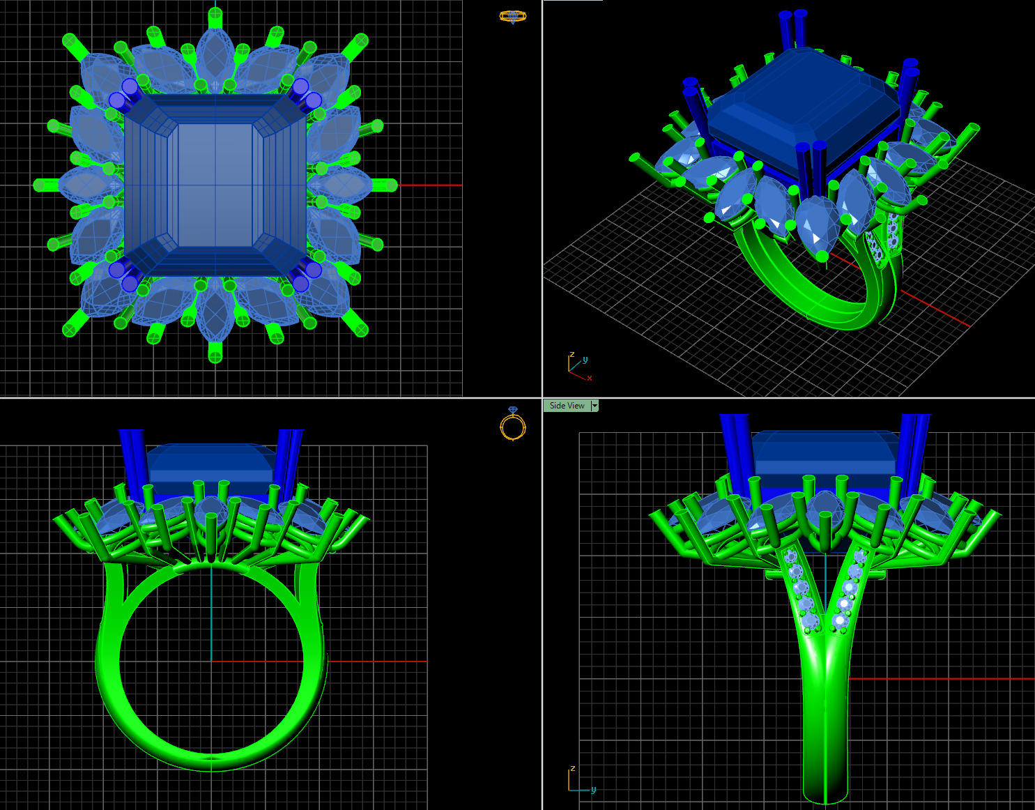Emerald anturaj ring 3D print mode 3D print model_2