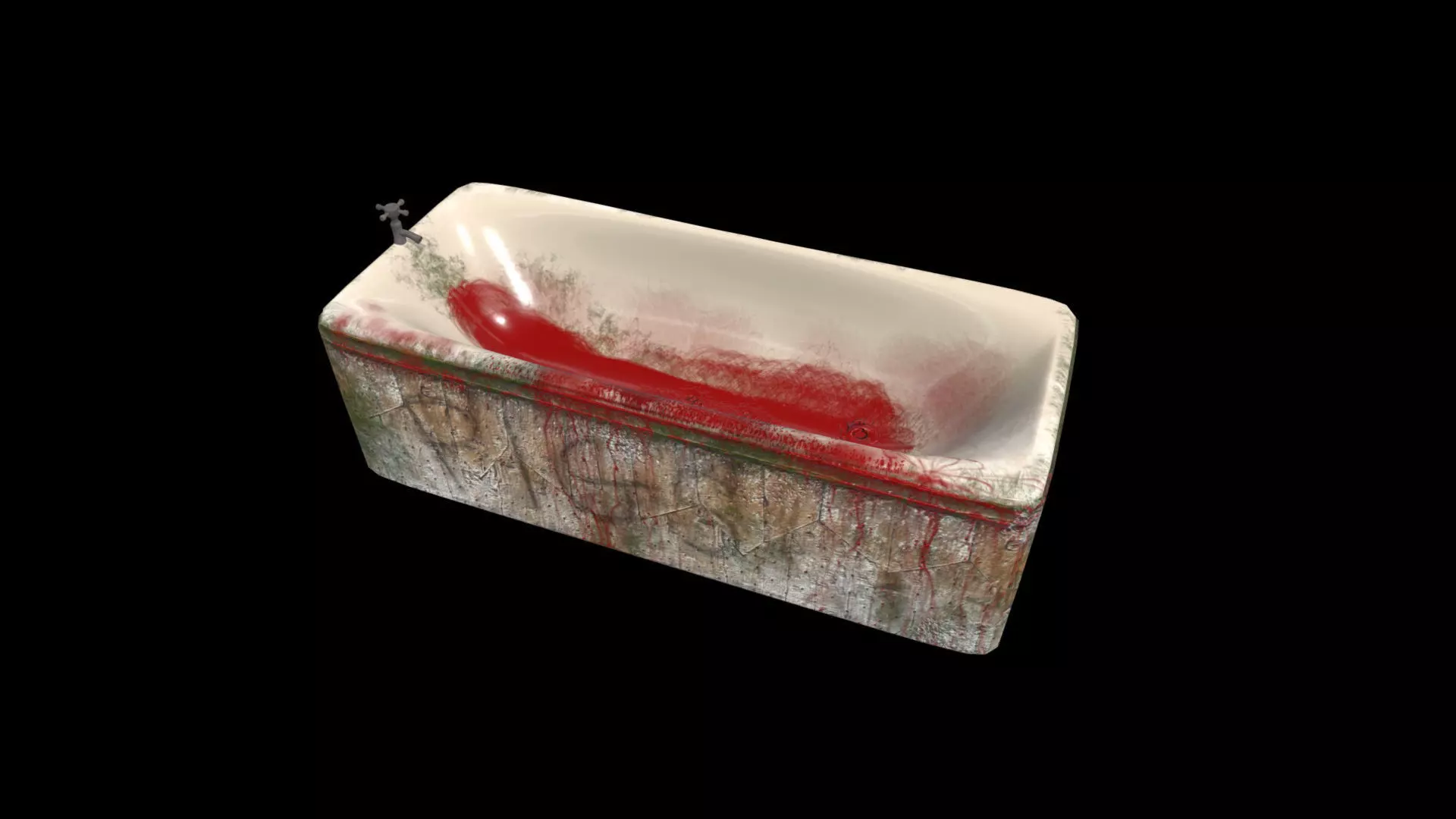 Bathtub for horror game Low-poly 3D model