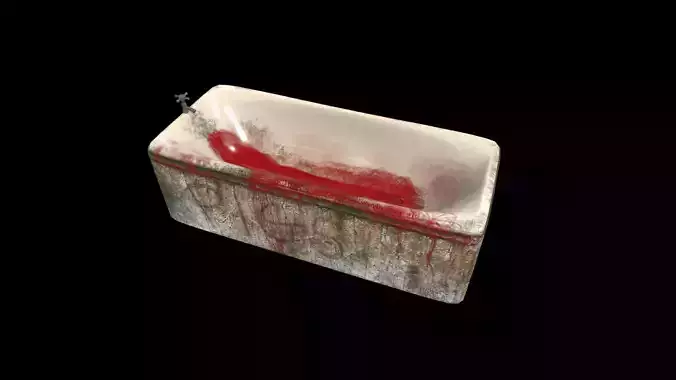 Bathtub for horror game Low-poly 3D model
