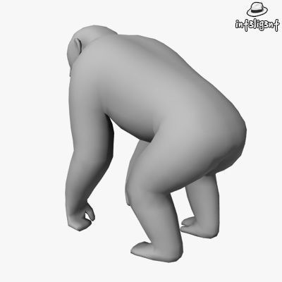 Low Poly Chimpanzee gorilla Low-poly 3D model_2