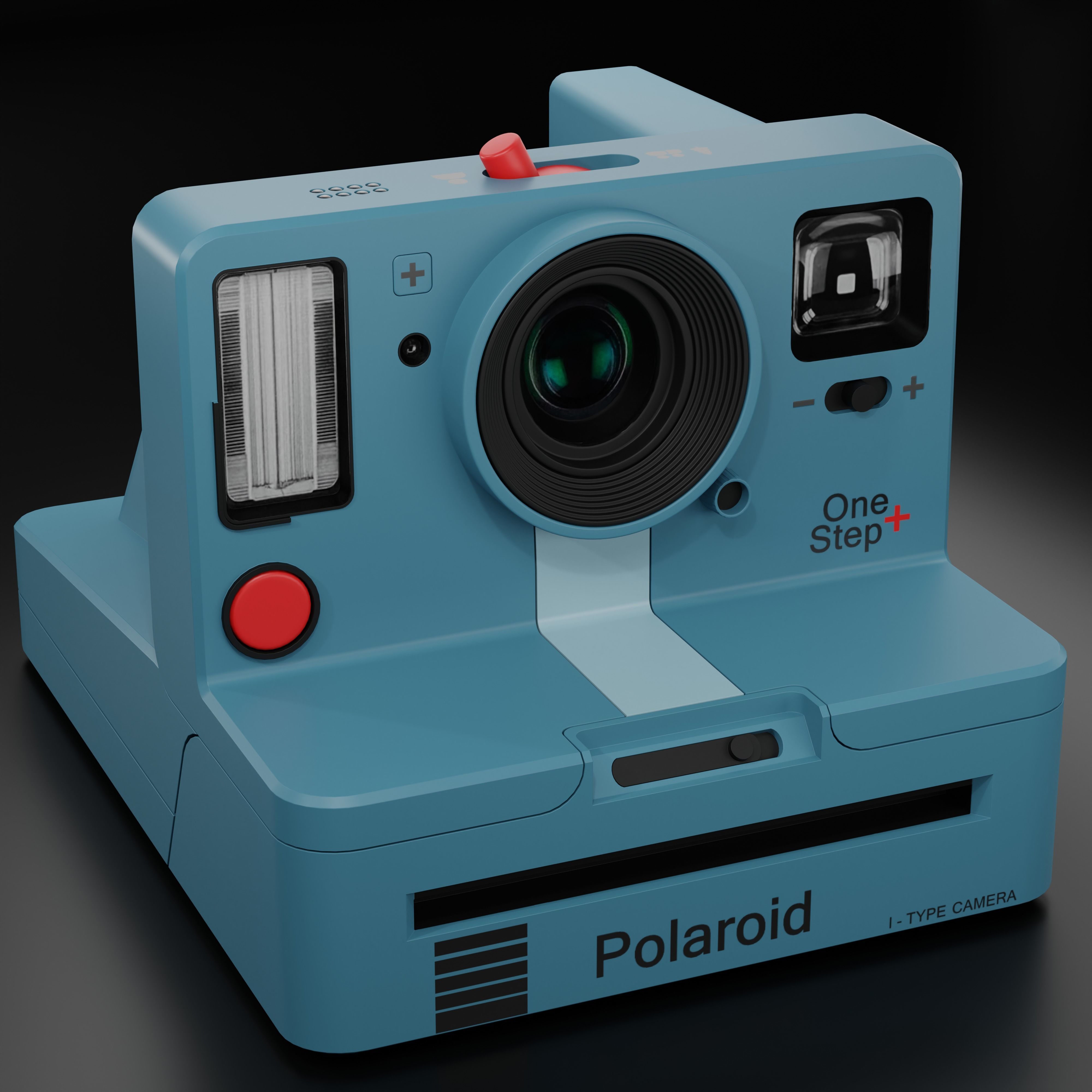 Polaroid Camera Blue Low-poly 3D model_1