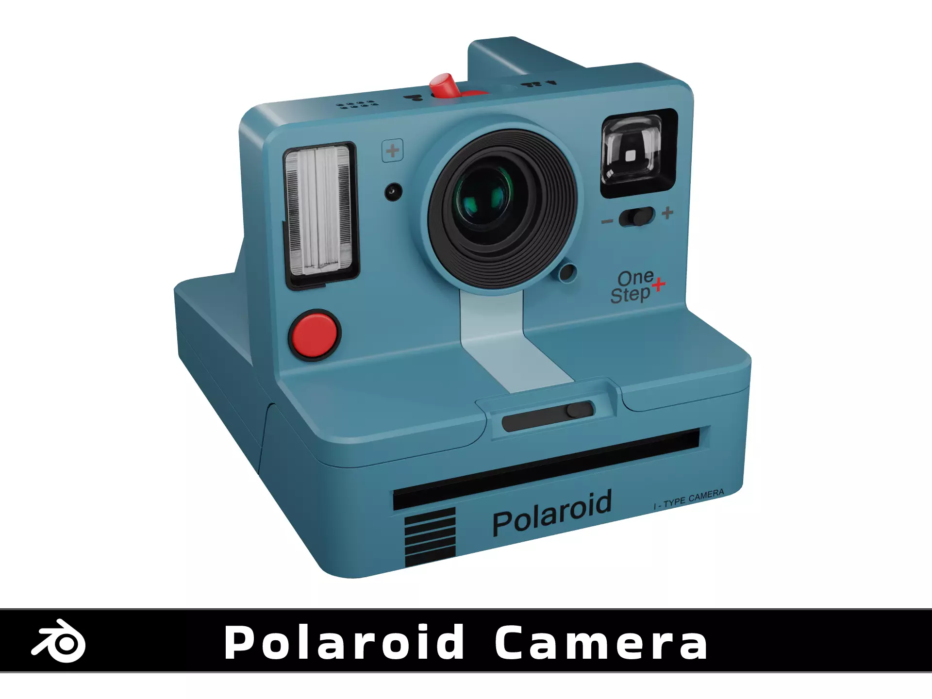 Polaroid Camera Blue Low-poly 3D model_0