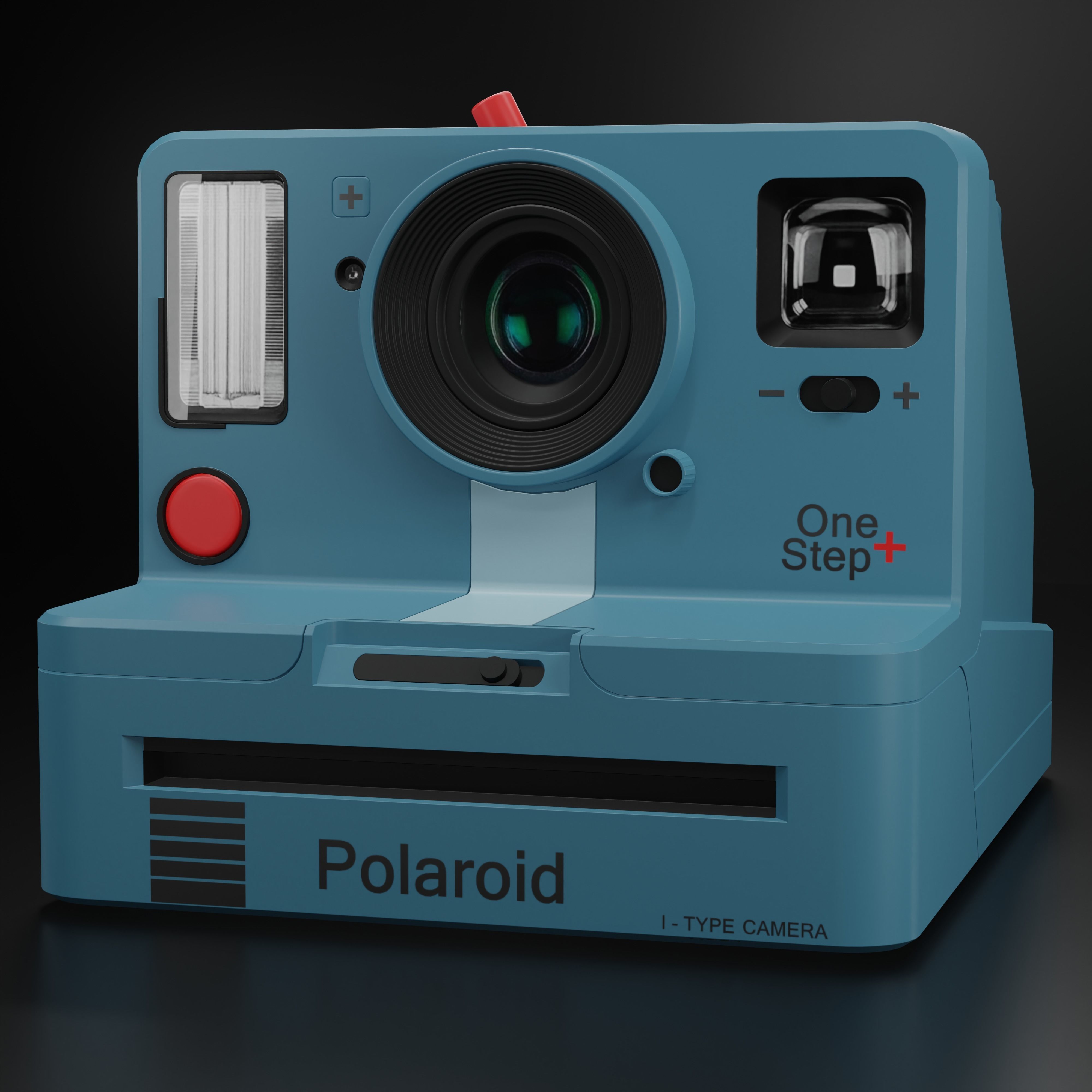 Polaroid Camera Blue Low-poly 3D model_4
