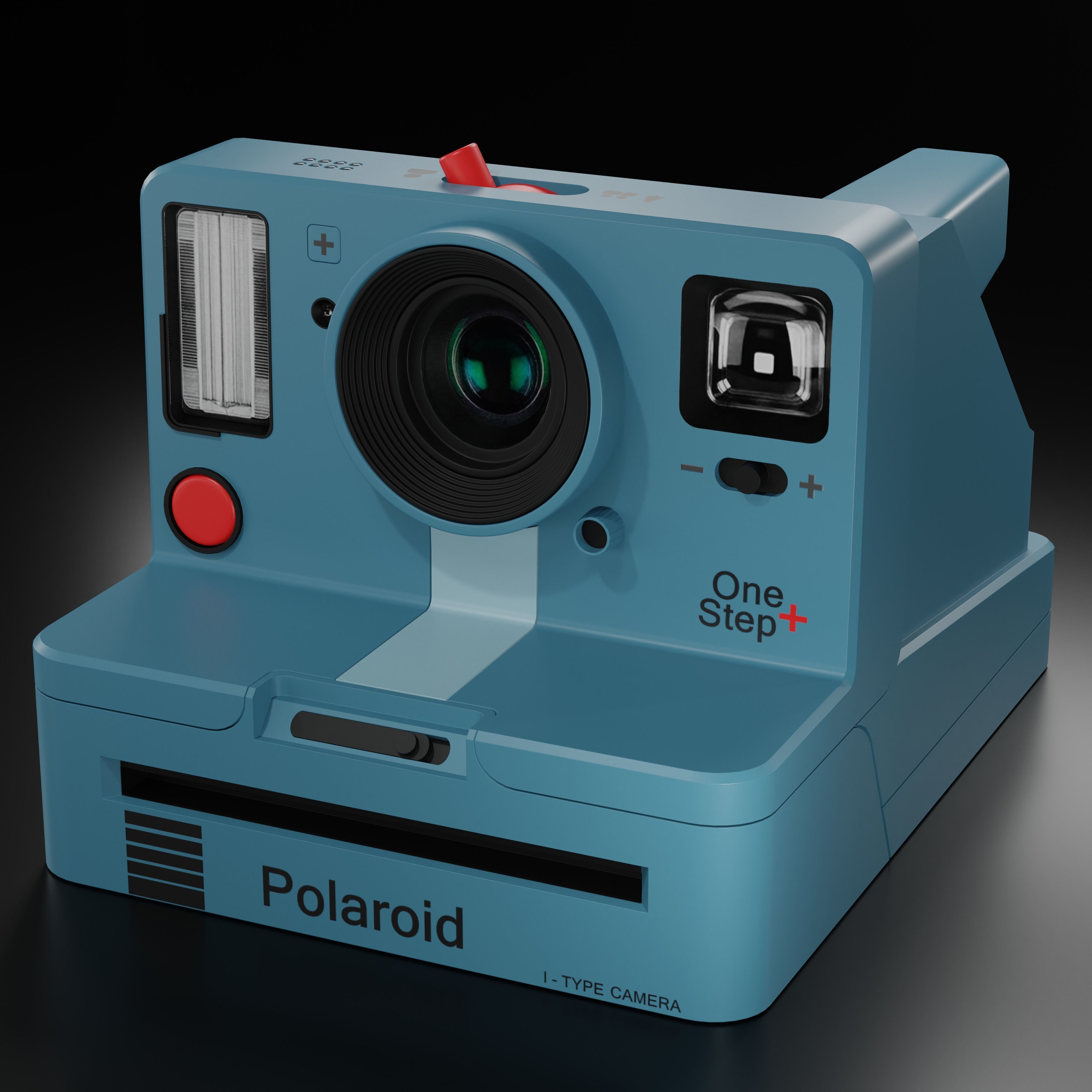 Polaroid Camera Blue Low-poly 3D model_2