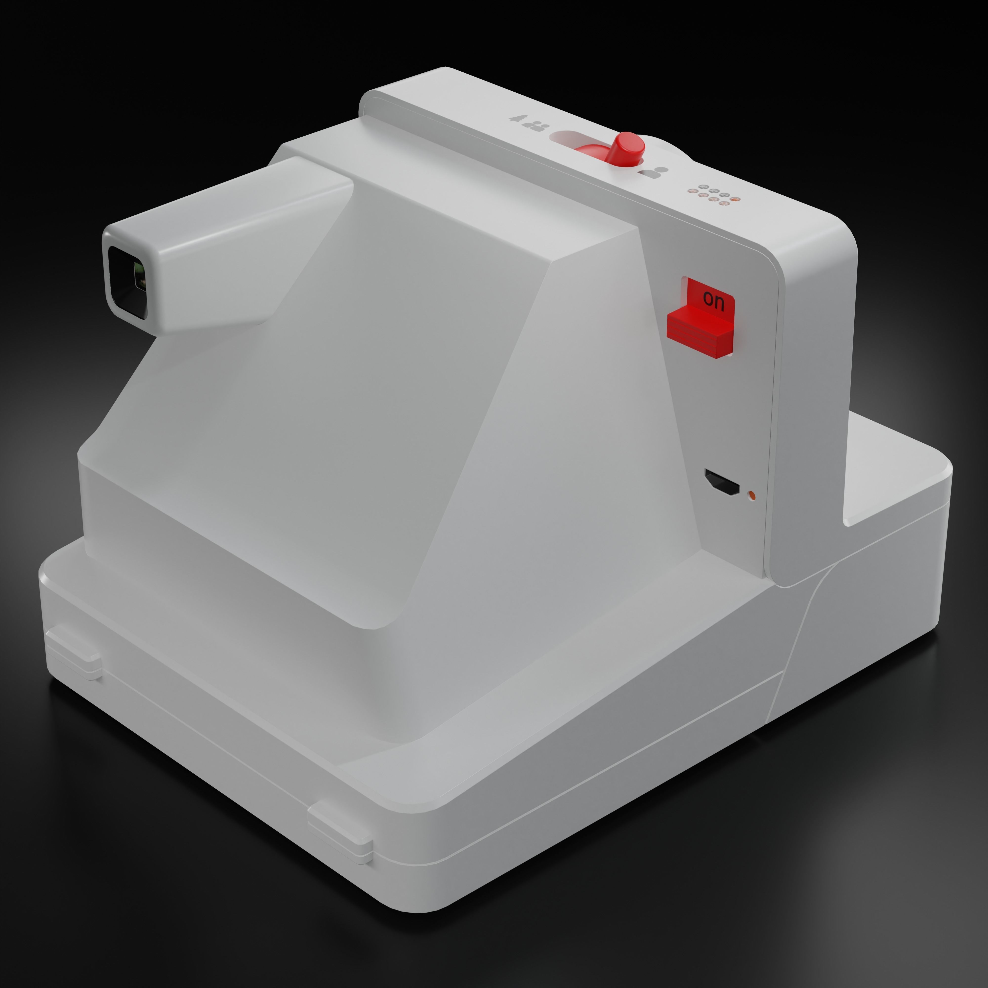 Polaroid Camera White Low-poly 3D model_3