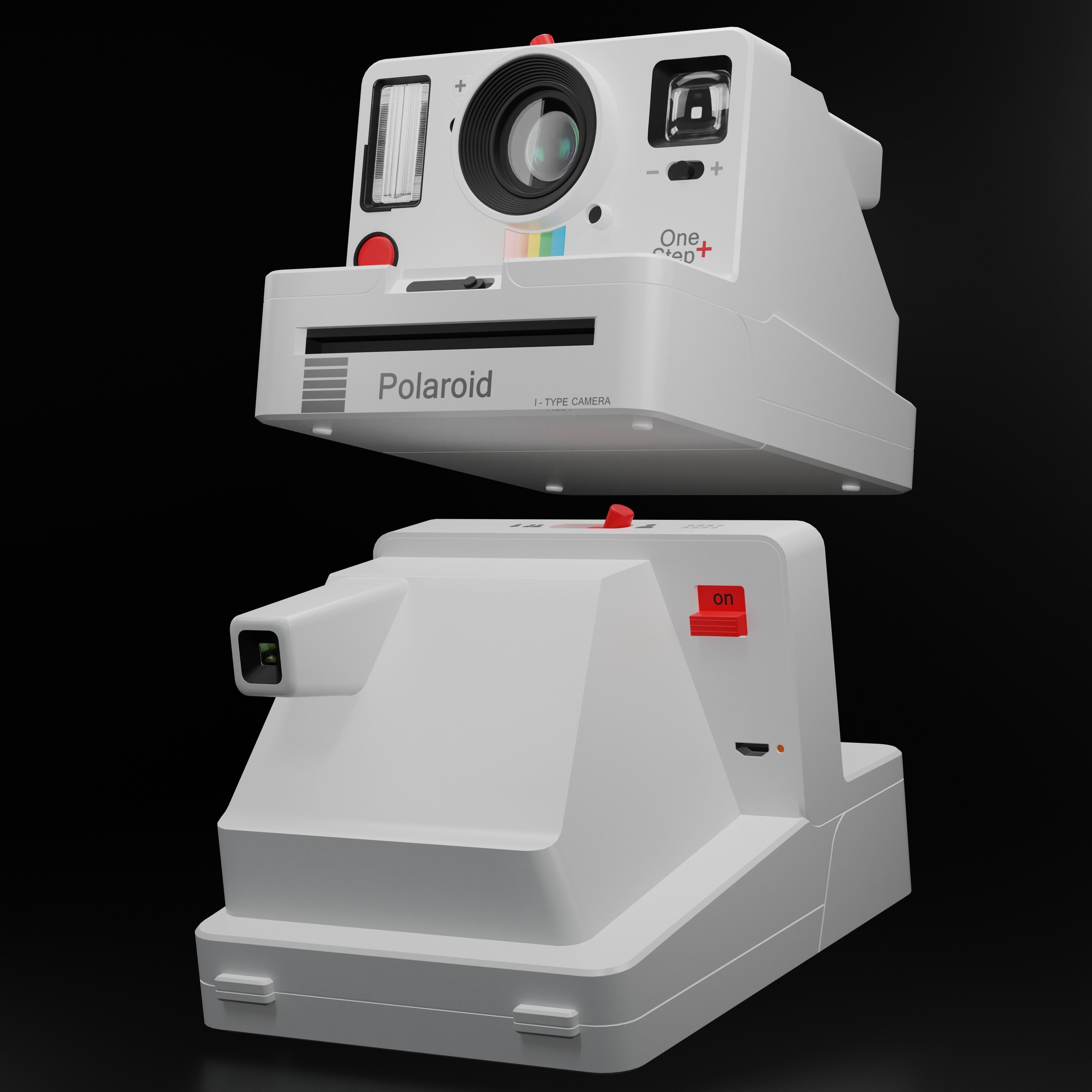Polaroid Camera White Low-poly 3D model