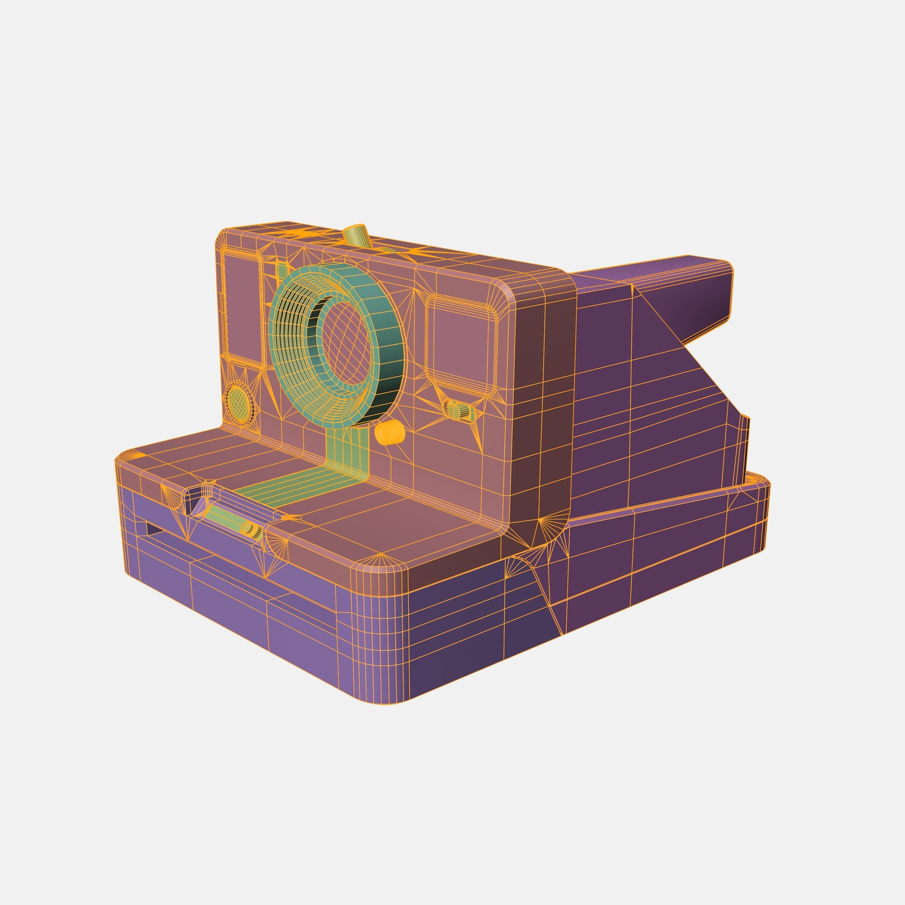 Polaroid Camera White Low-poly 3D model_7