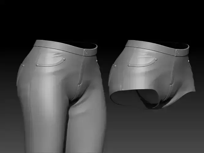 High poly model of pants and shorts 3D model