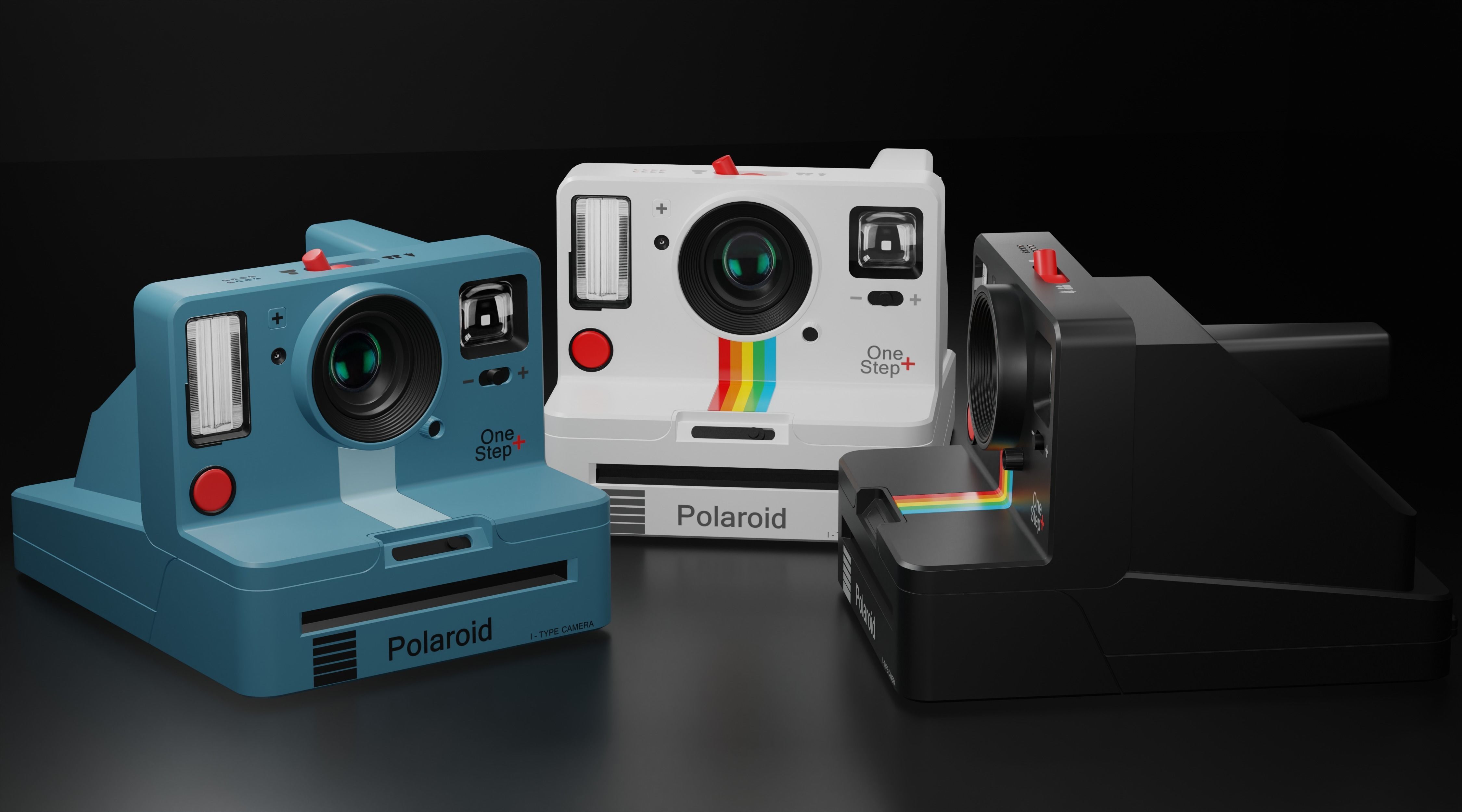 Polaroid Camera Pack - Include Skins Black-Blue-White Low-poly 3D model_4