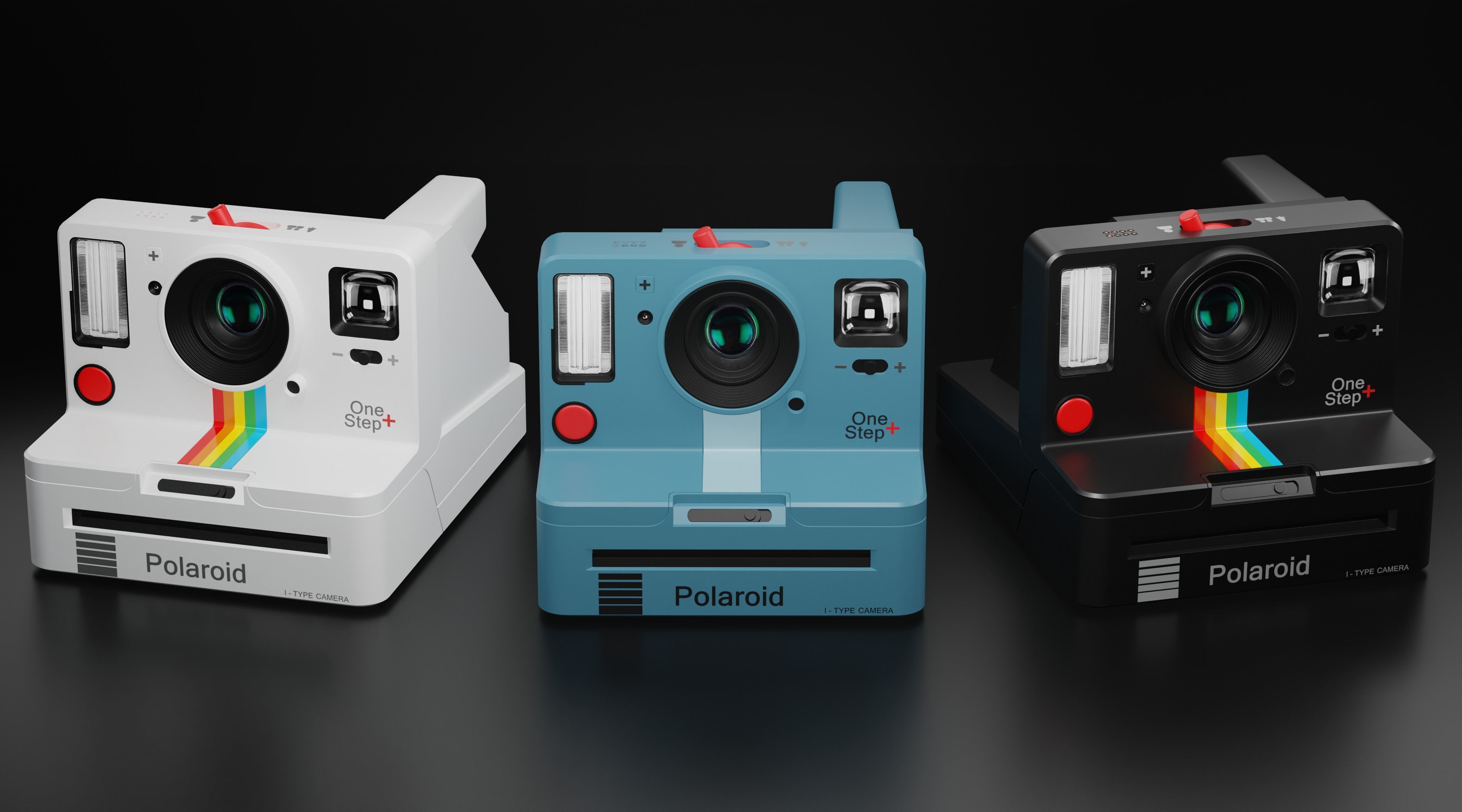 Polaroid Camera Pack - Include Skins Black-Blue-White Low-poly 3D model_2