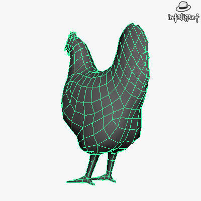 Low Poly Hen chicken Low-poly 3D model_5