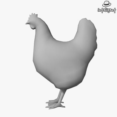 Low Poly Hen chicken Low-poly 3D model_1