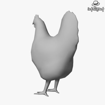 Low Poly Hen chicken Low-poly 3D model_2