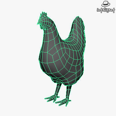Low Poly Hen chicken Low-poly 3D model_3