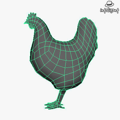 Low Poly Hen chicken Low-poly 3D model_4