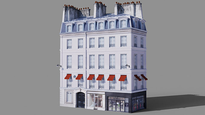 Paris facades Low-poly 3D model 5