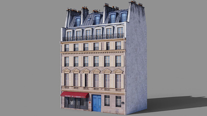 Paris facades Low-poly 3D model 2