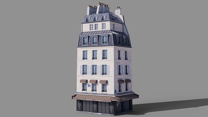 Paris facades Low-poly 3D model 7