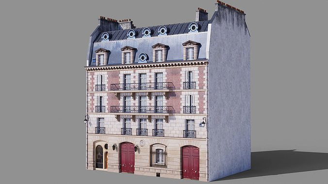 Paris facades Low-poly 3D model 4