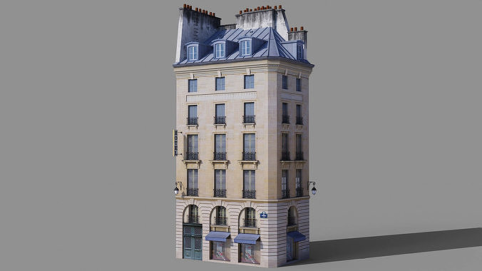 Paris facades Low-poly 3D model 6