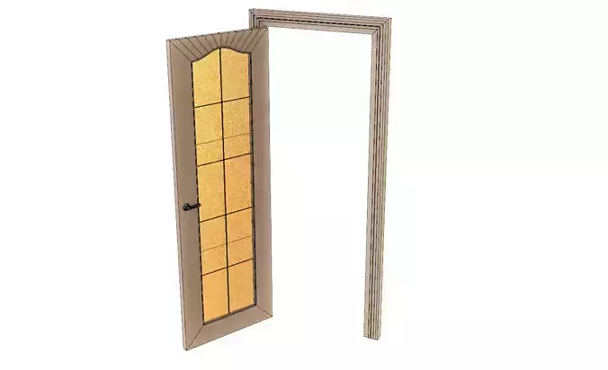 Low-Poly Door with glass
