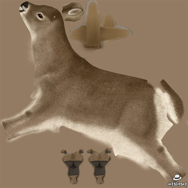 Deer Model with antlers Low-poly 3D model_9