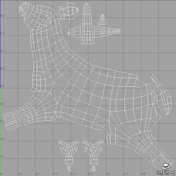 Deer Model with antlers Low-poly 3D model_8