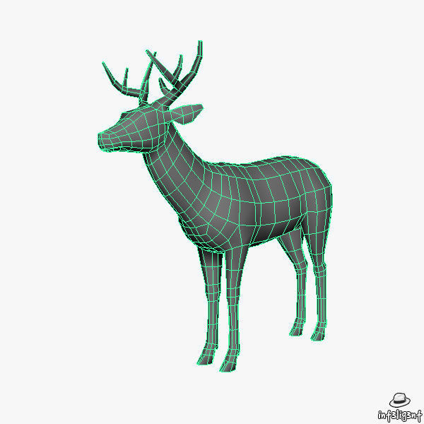 Deer Model with antlers Low-poly 3D model_5