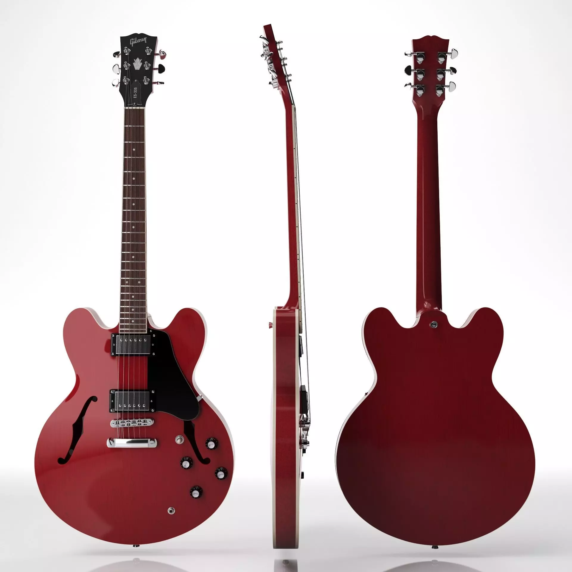Gibson ES 335 Wine Red 3D model_0
