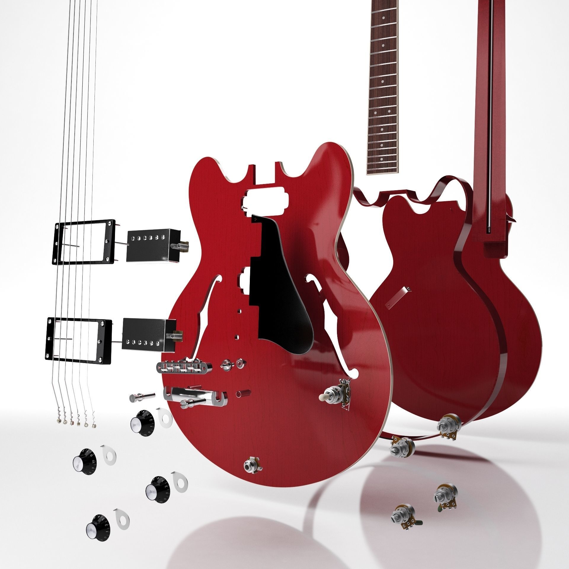 Gibson ES 335 Wine Red 3D model_13