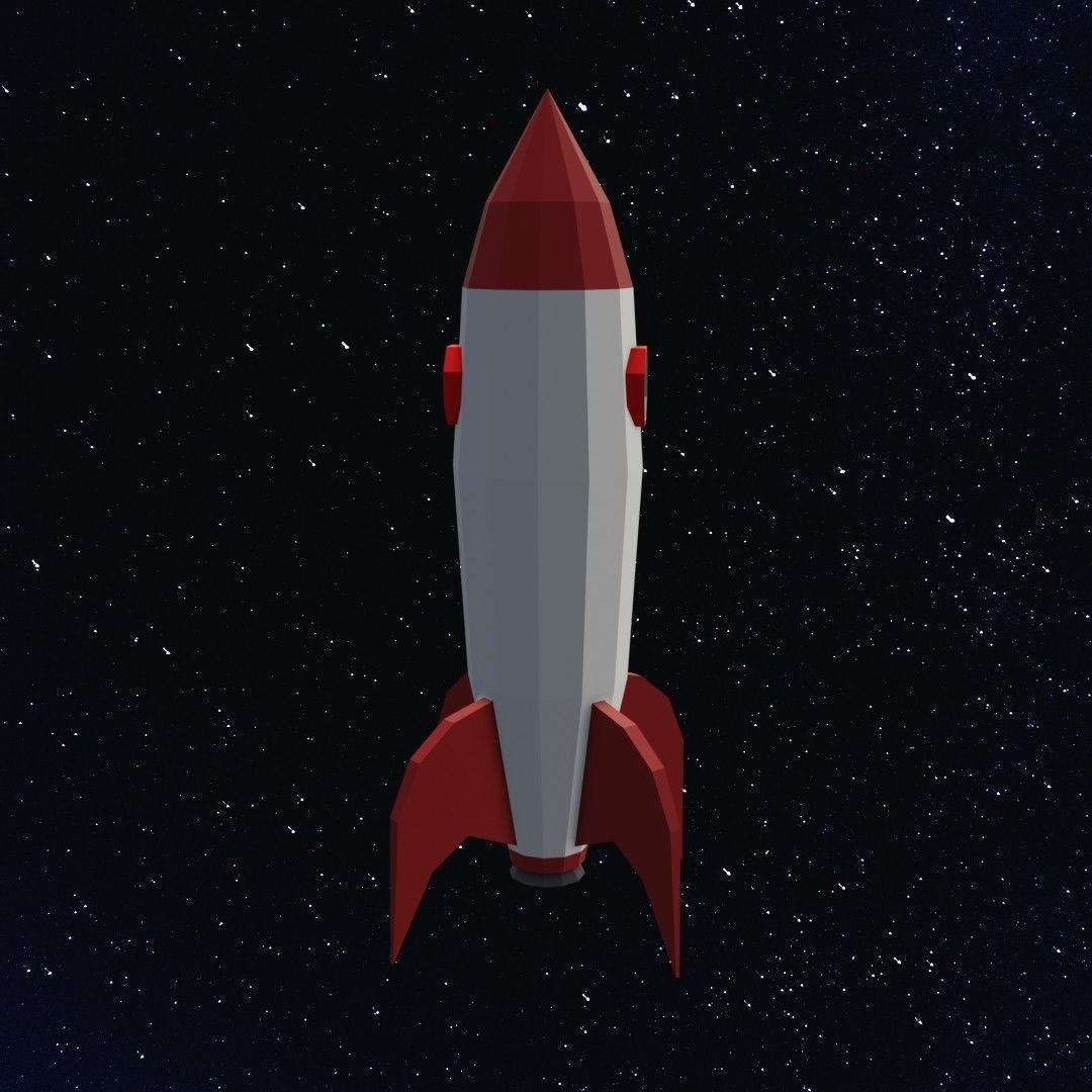 Space rocket Low-poly 3D model_7