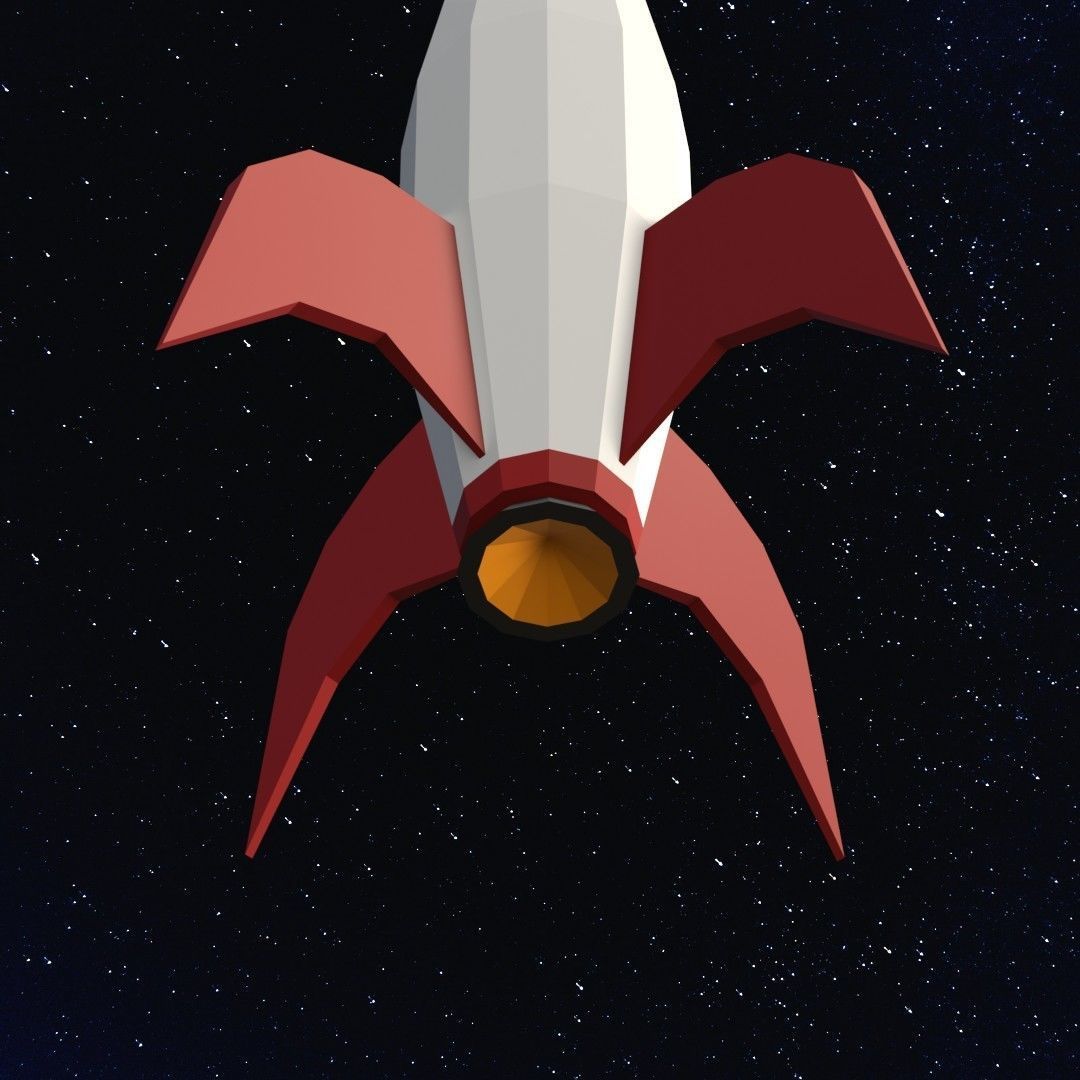 Space rocket Low-poly 3D model_11