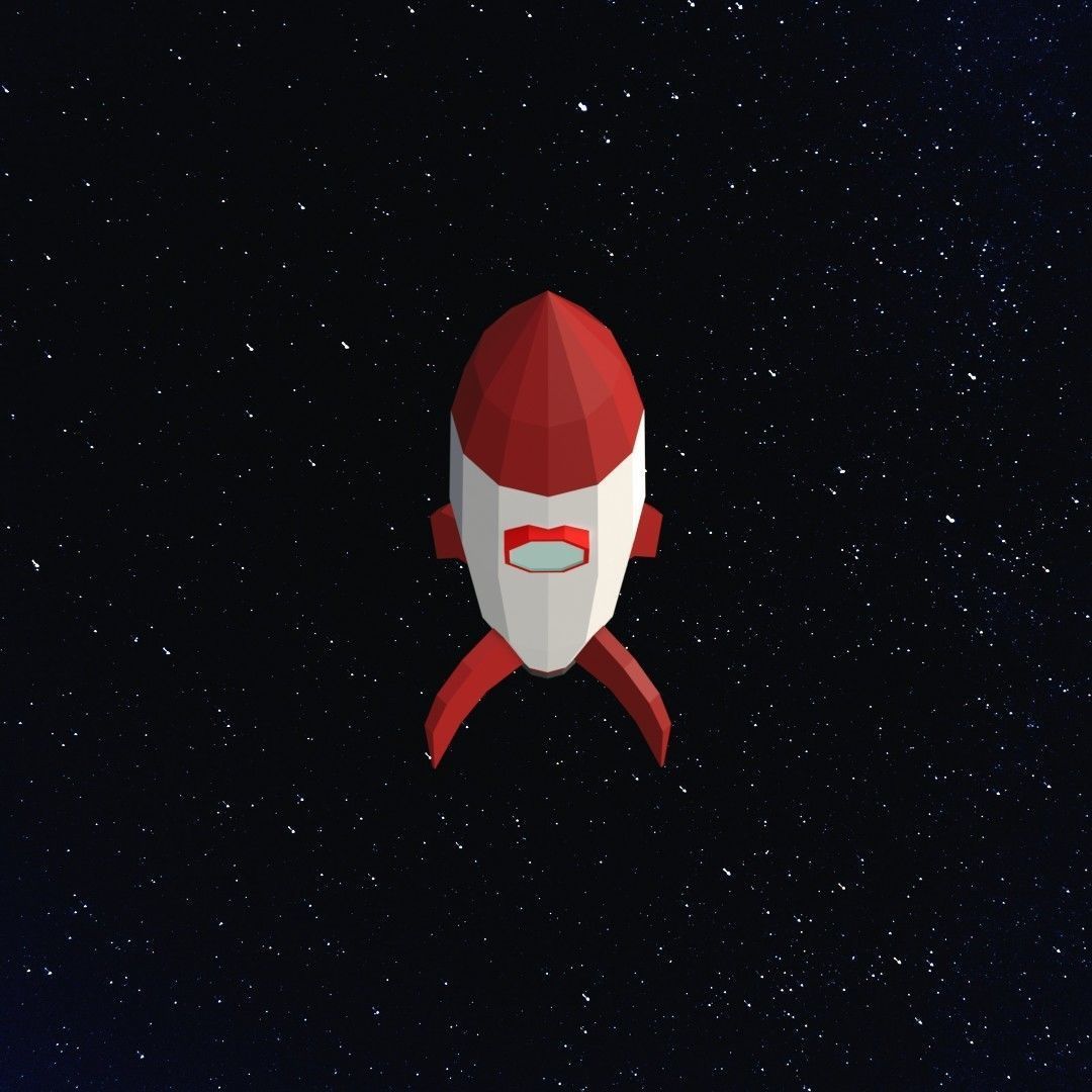 Space rocket Low-poly 3D model_5