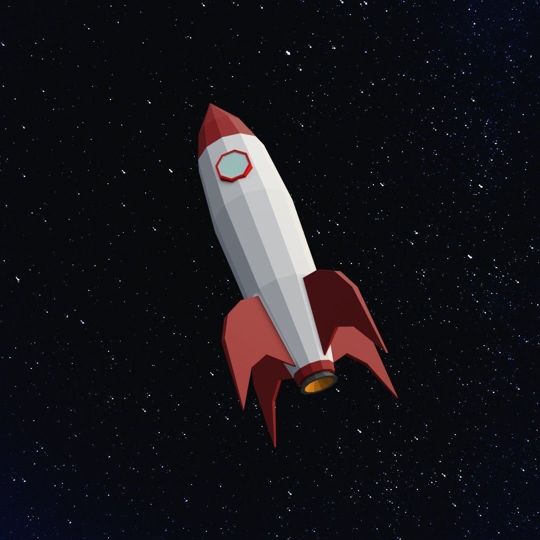 Space rocket Low-poly 3D model_3