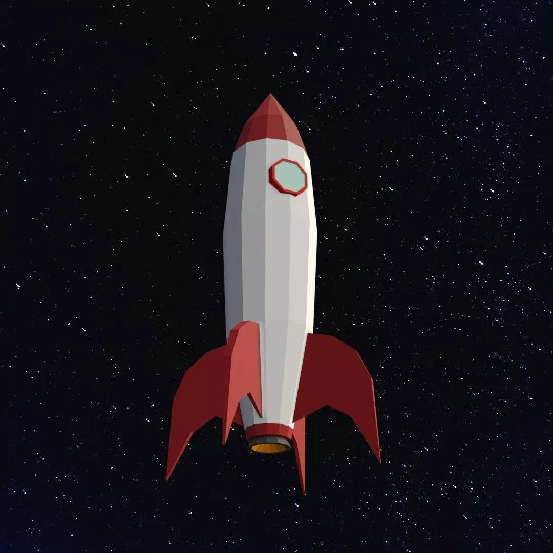 Space rocket Low-poly 3D model_0