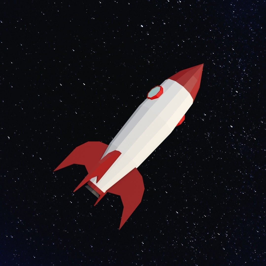 Space rocket Low-poly 3D model_1