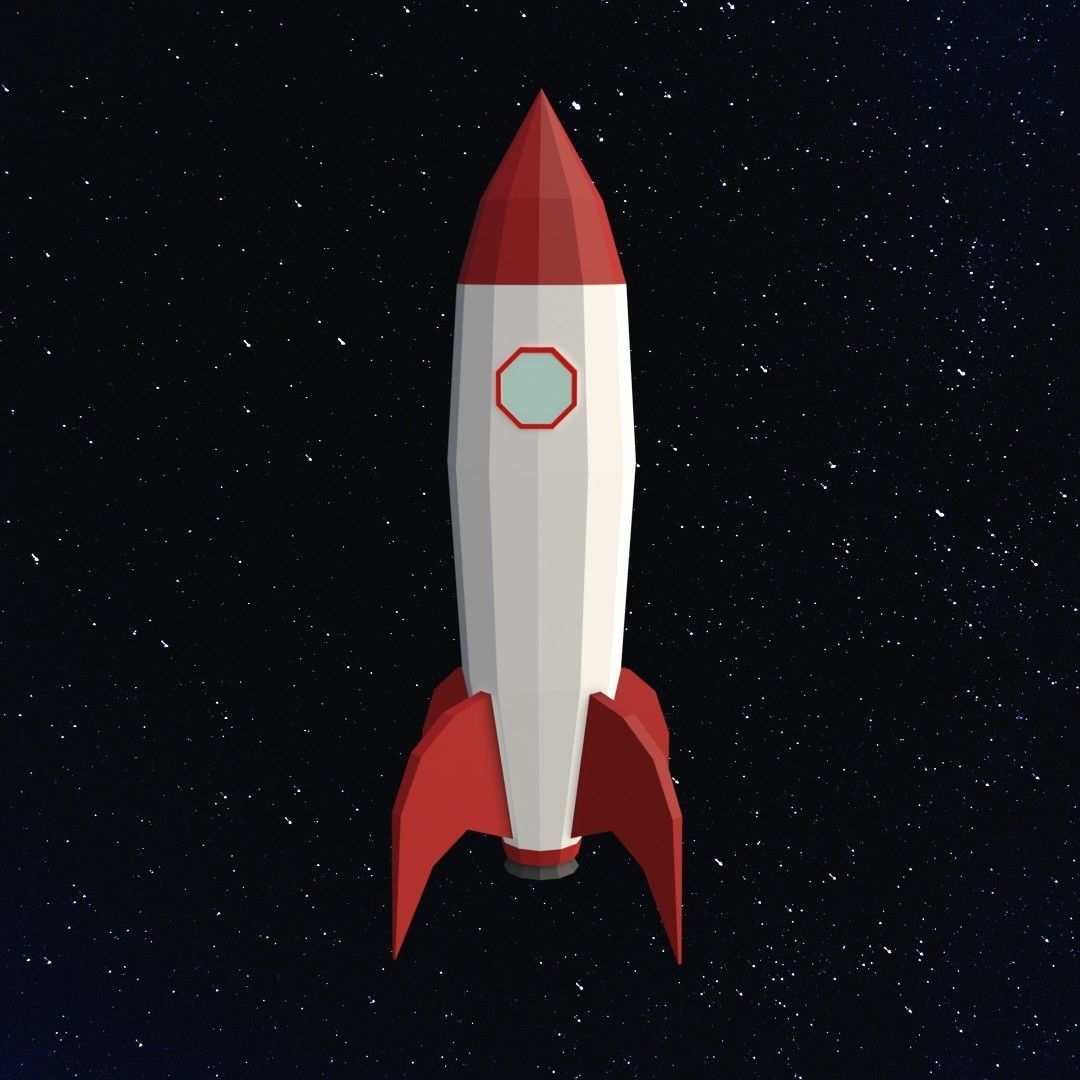 Space rocket Low-poly 3D model_2