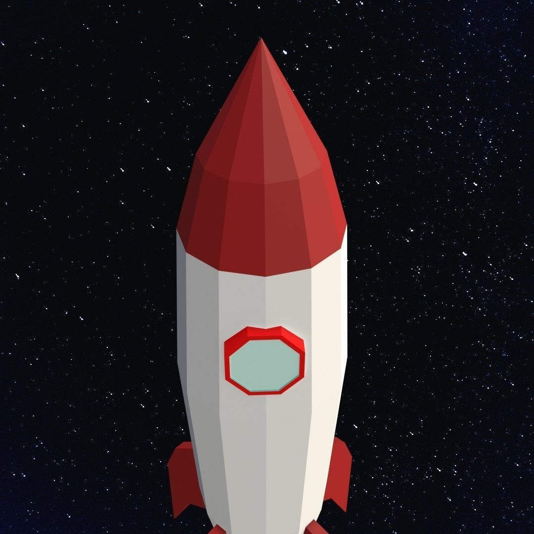 Space rocket Low-poly 3D model_8