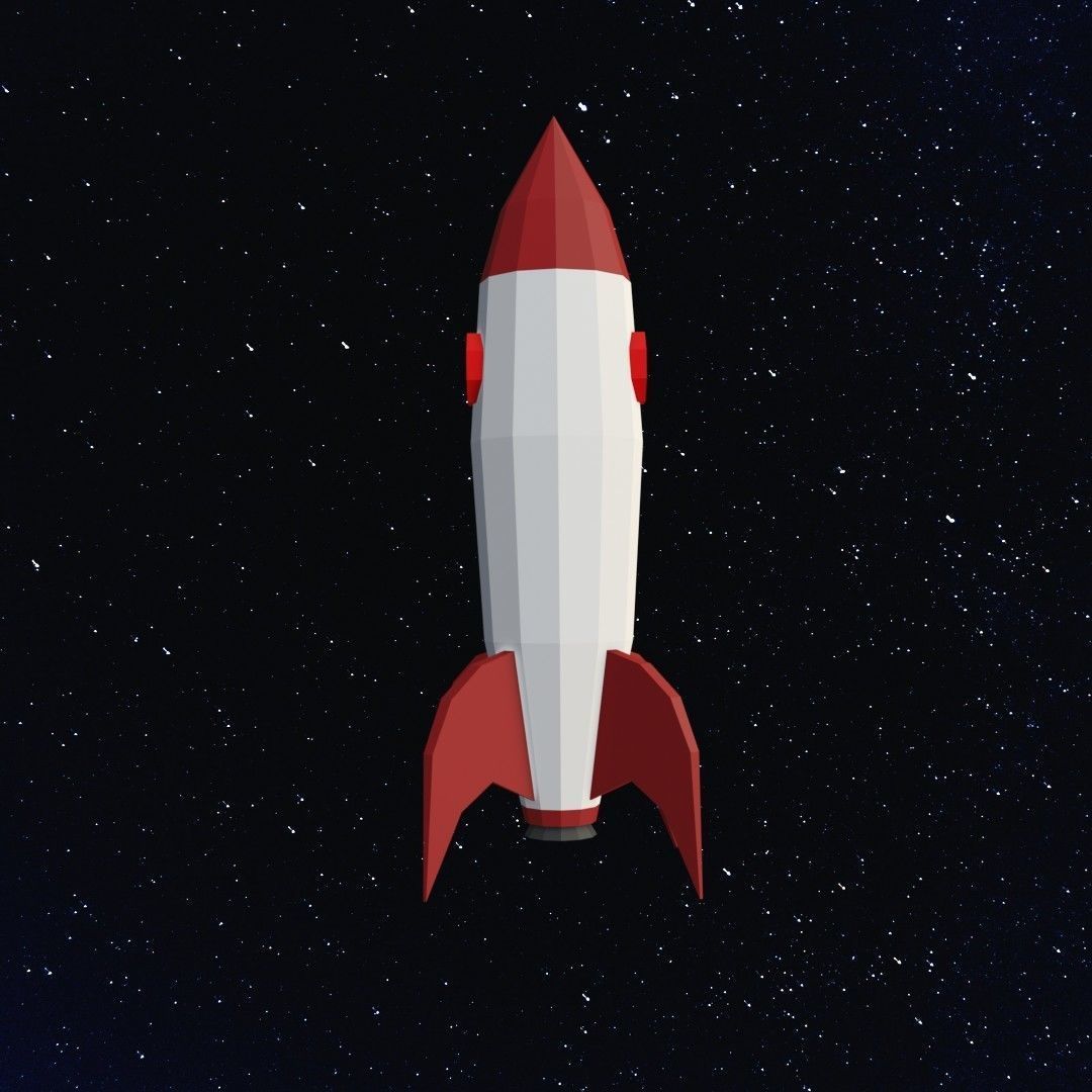 Space rocket Low-poly 3D model_4