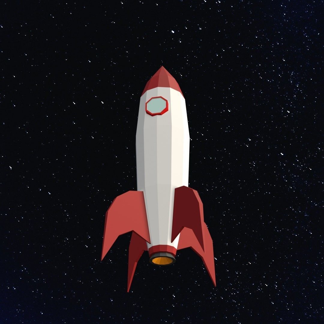Space rocket Low-poly 3D model_6