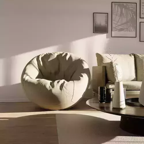 Textured Puffy furniture decoration 3D couch high poly model Free 3D model